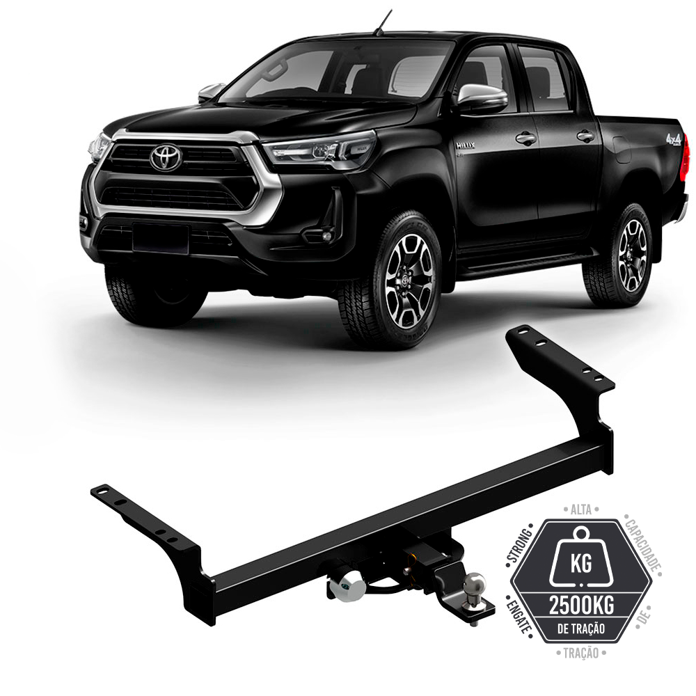 Engate de Reboque Reforçado modelo Strong até 2500kg Toyota Hilux Pickup 2006 a 2021